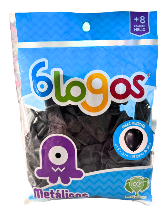 Bolsa de Globos Blogos No.9 Negro Metalico