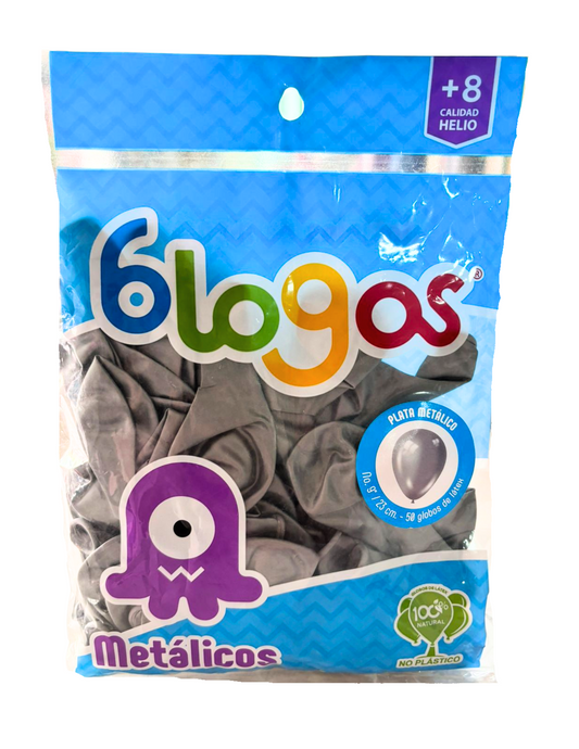 Bolsa de Globos Blogos No.9 Plata Metalico