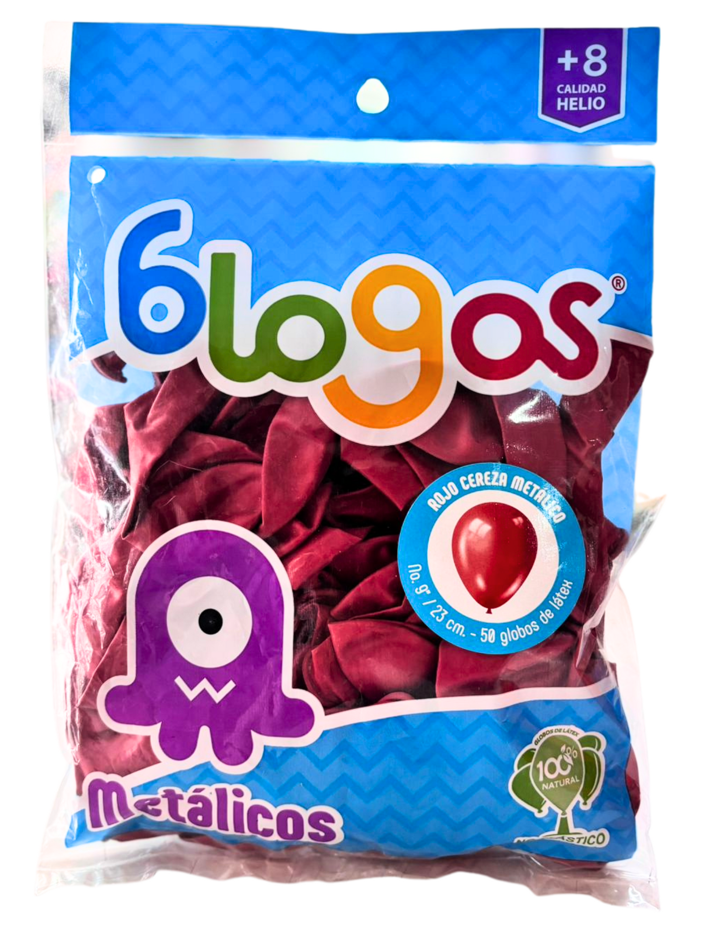 Bolsa de Globos Blogos No.9 Rojo Cereza Metalico