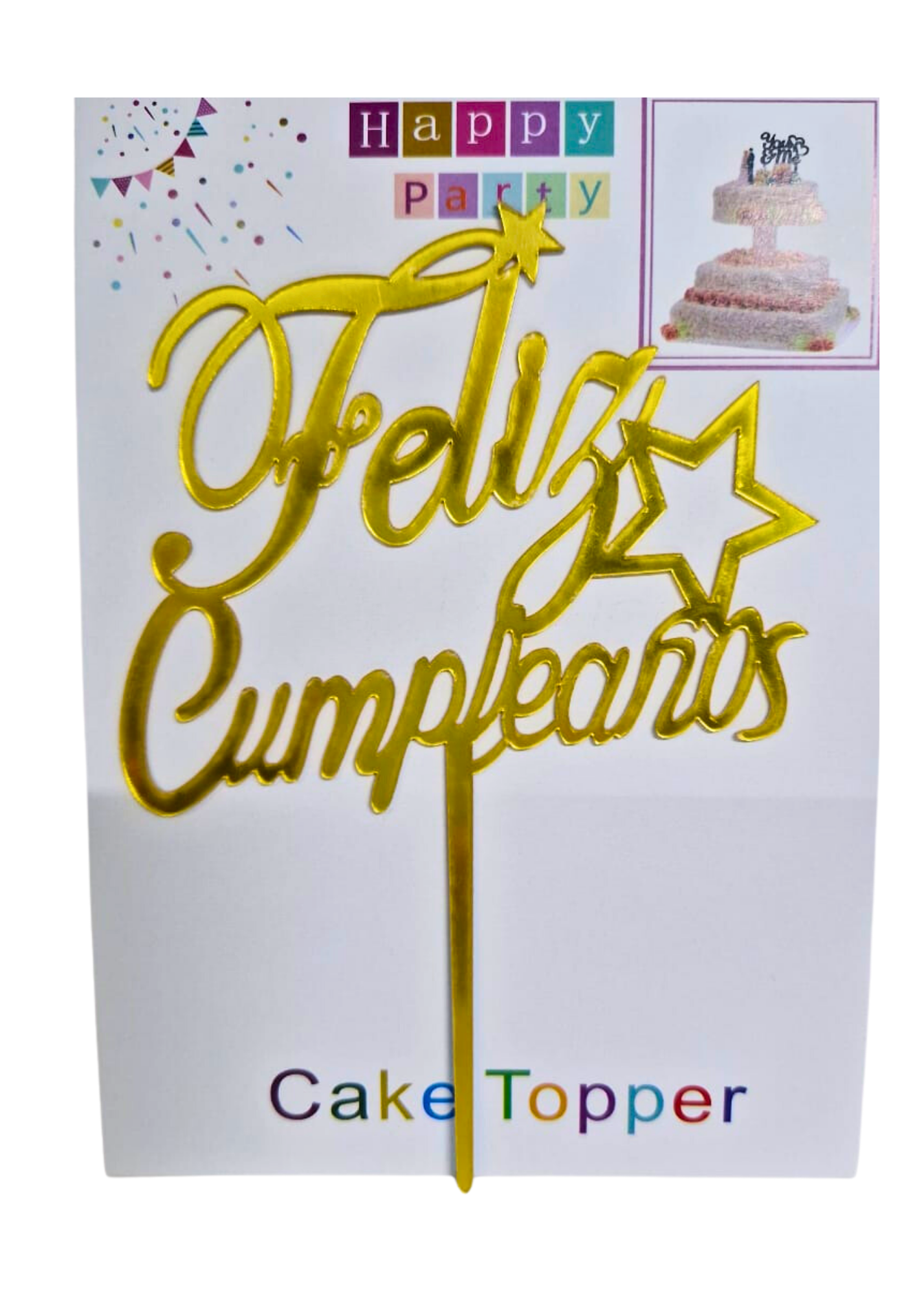 Cake Topper Feliz Cumpleaños Dorada