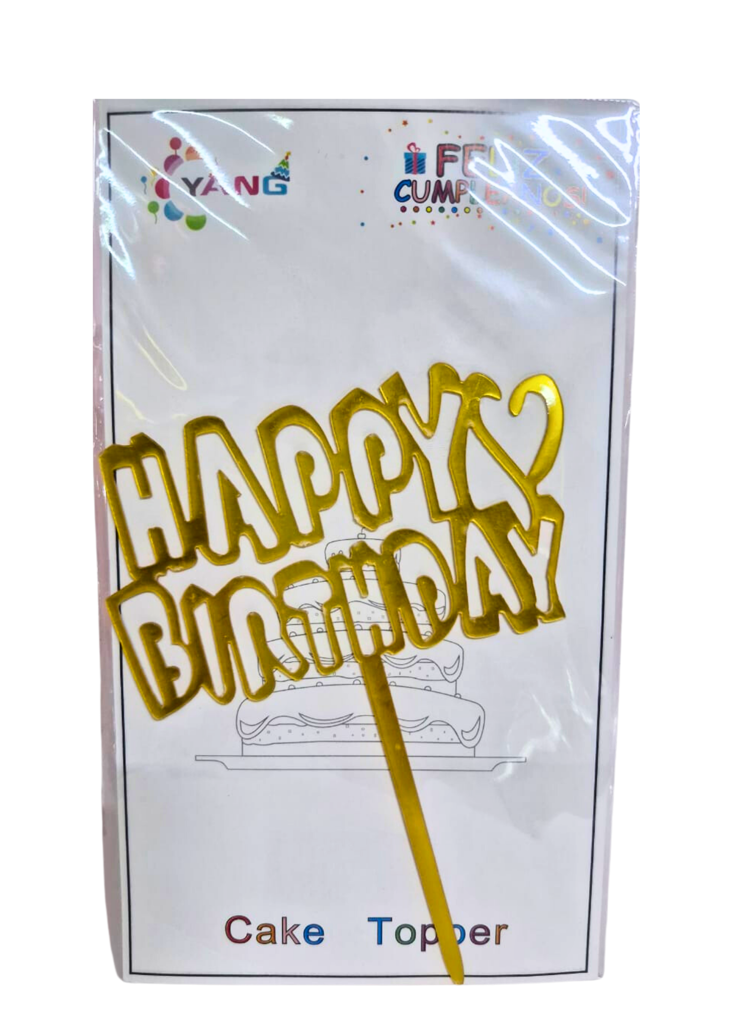 Cake Topper Happy Birthday Dorada