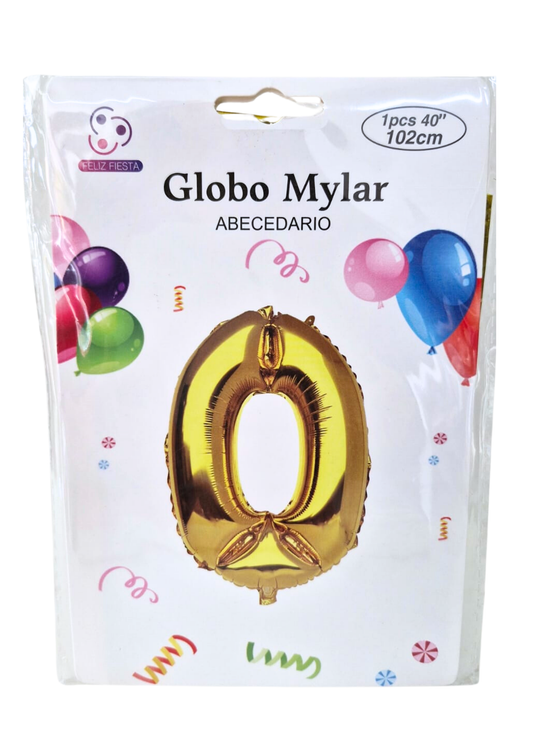 Globo Numero 0 Metalico Dorado