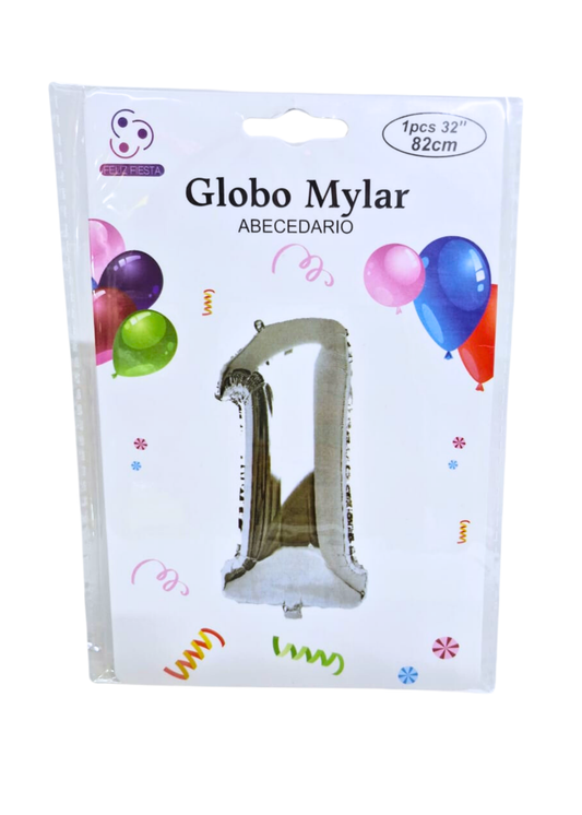 Globo Numero 1 Metalico Plata