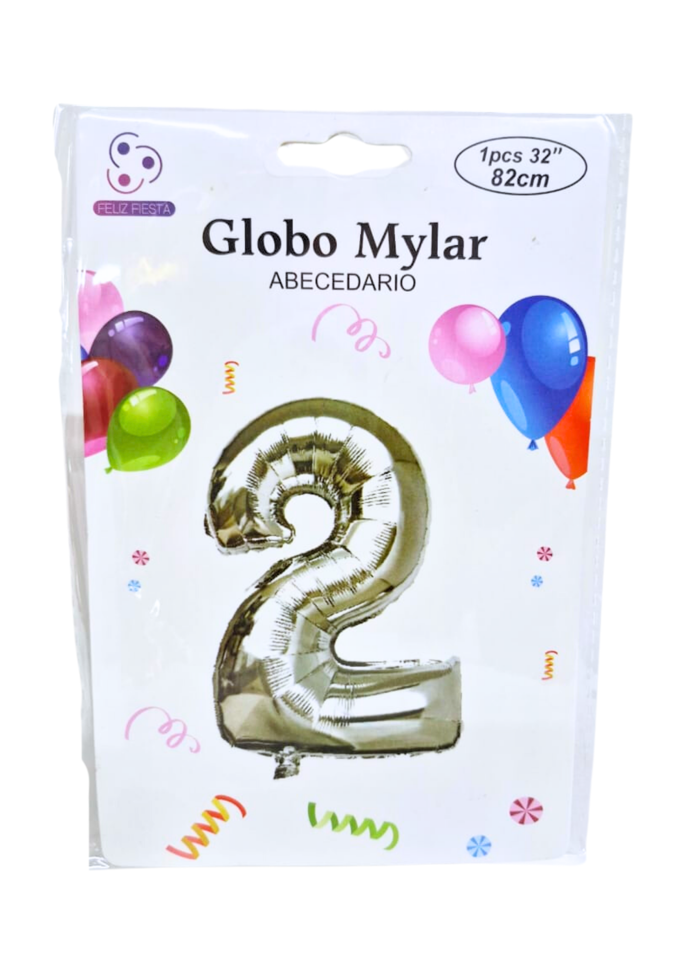 Globo Numero 2 Metalico Plata