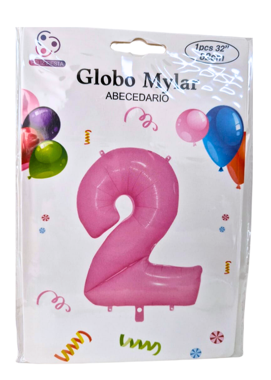 Globo Numero 2 Metalico Rosa