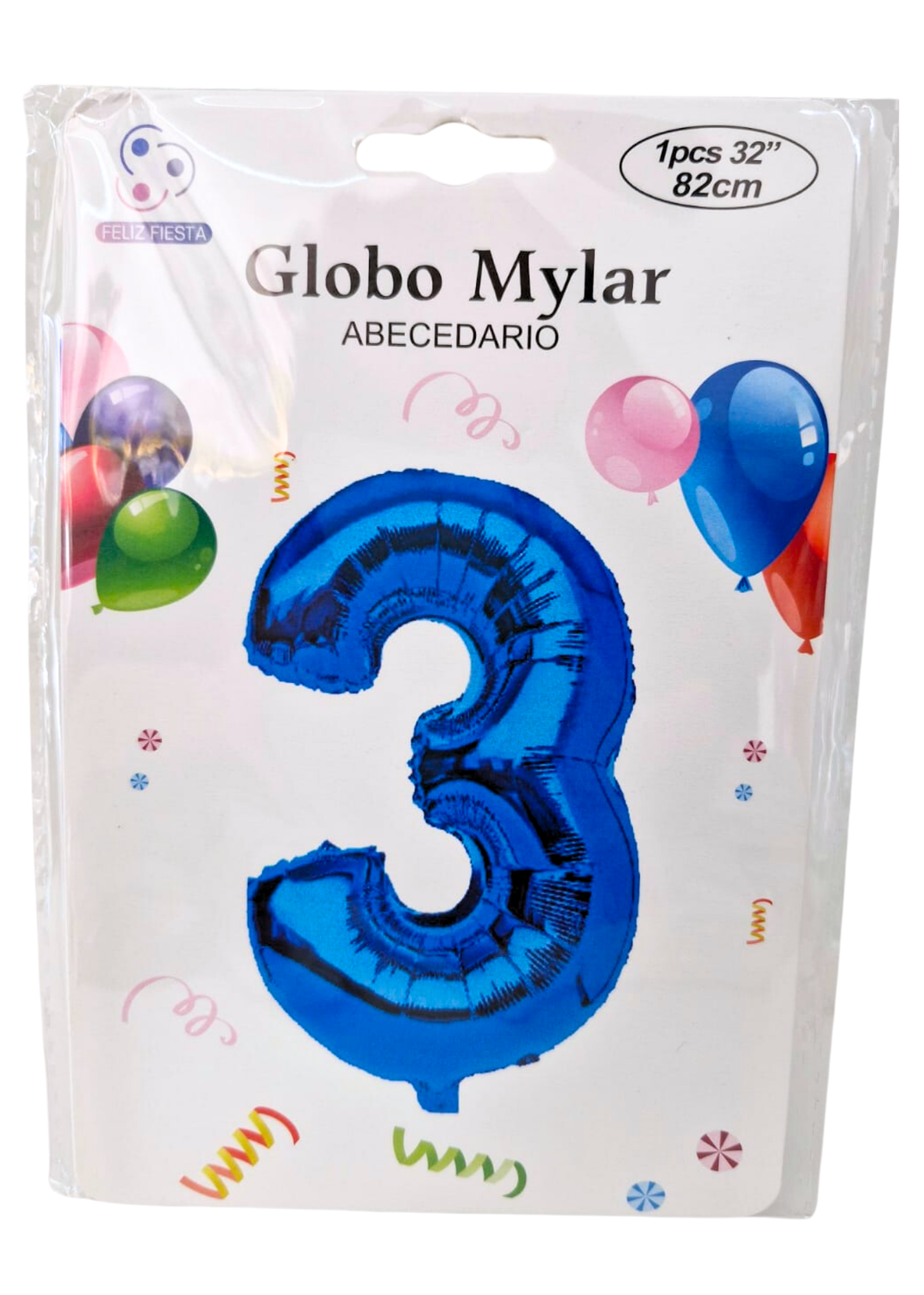 Globo Numero 3 Metalico Azul