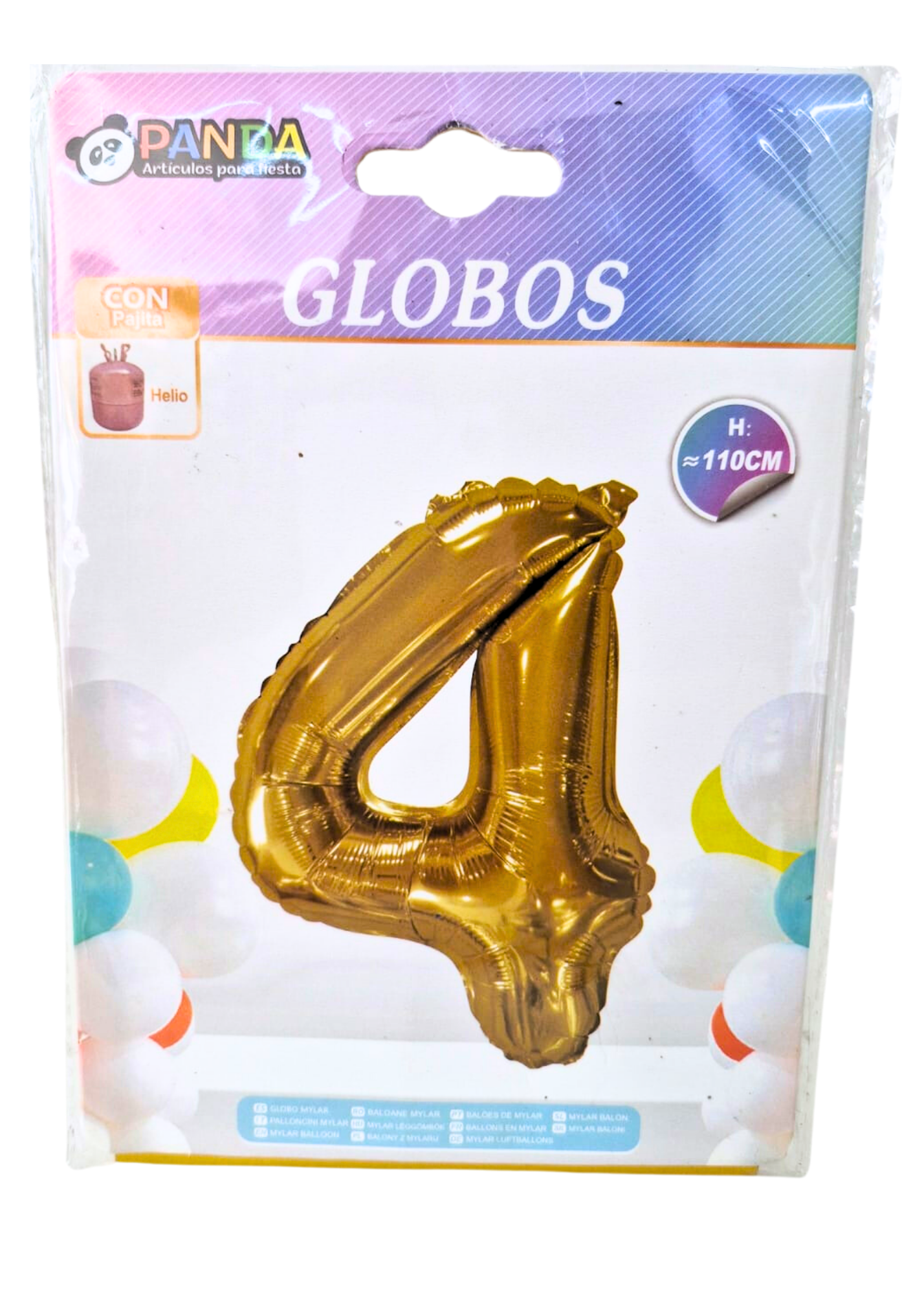 Globo Numero 4 Metalico Dorado