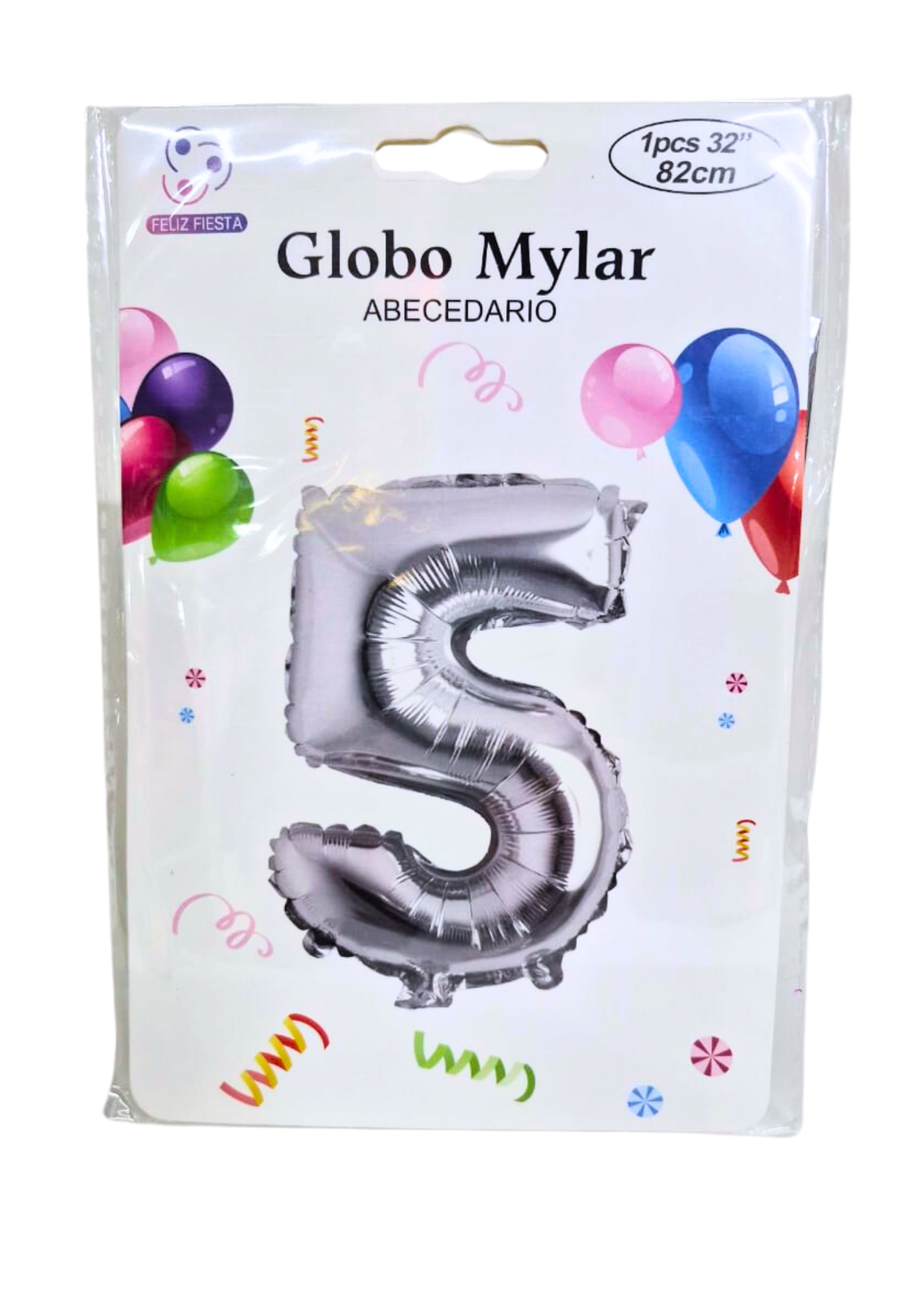 Globo Numero 5 Metalico Plata