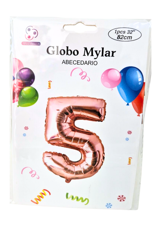 Globo Numero 5 Metalico Rosa