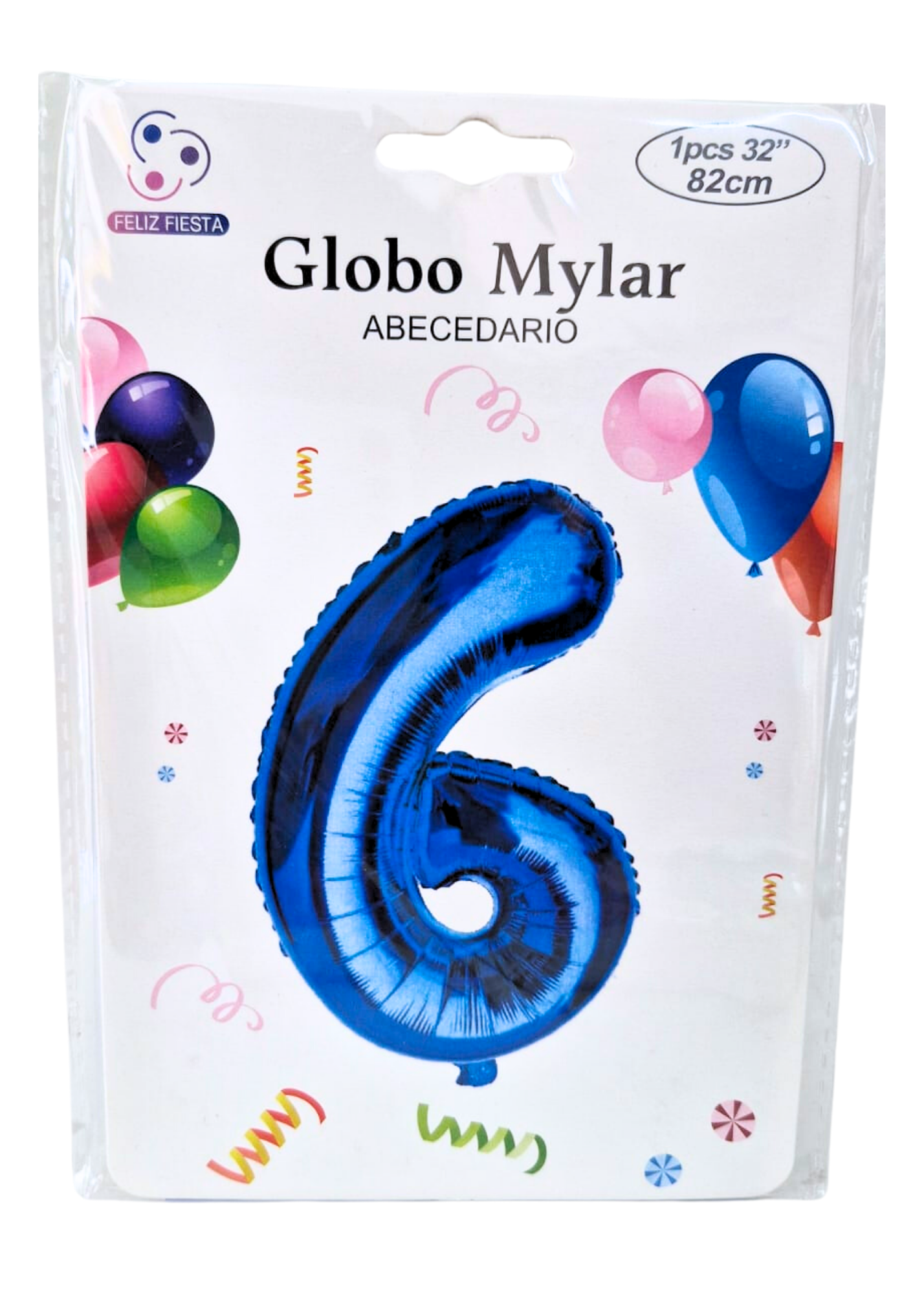 Globo Numero 6 Metalico Azul