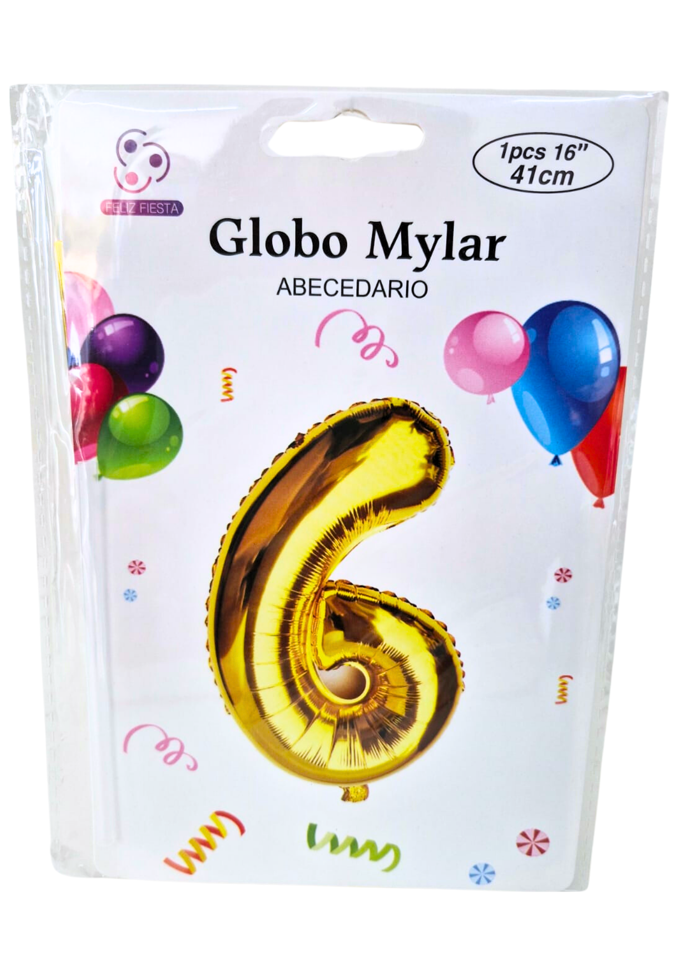 Globo Numero 6 Metalico Dorado