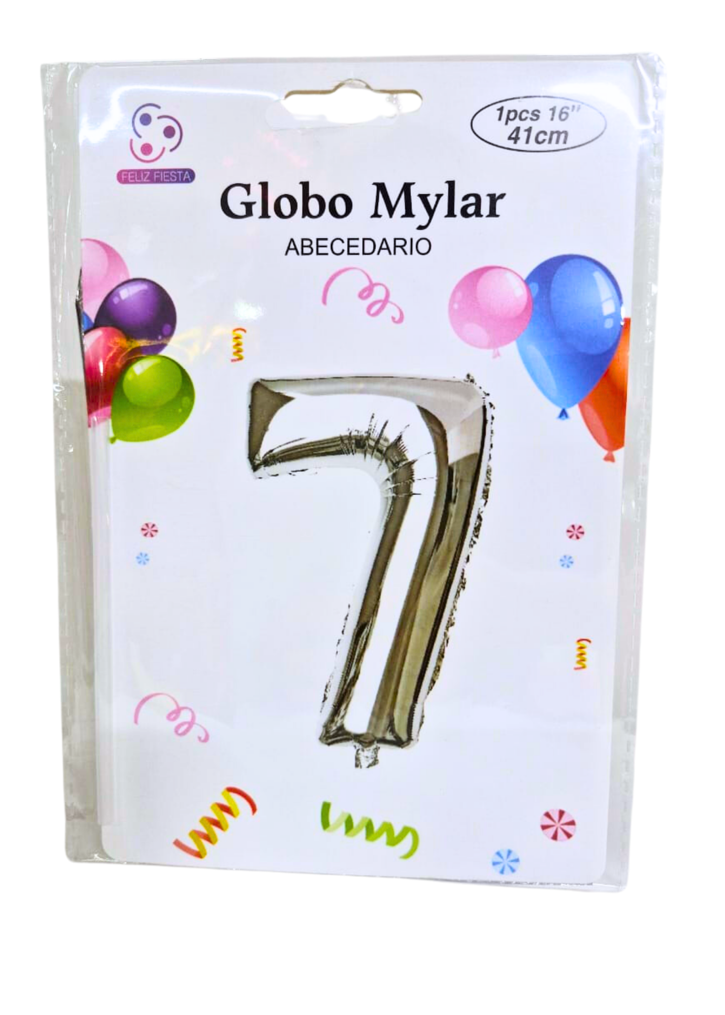 Globo Numero 7 Metalico Plata