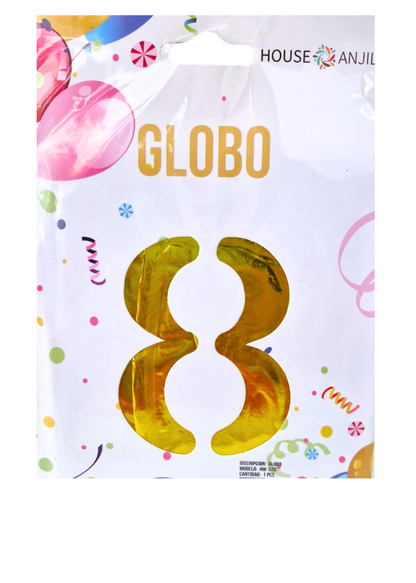 Globo Numero 8  Metalico Dorado