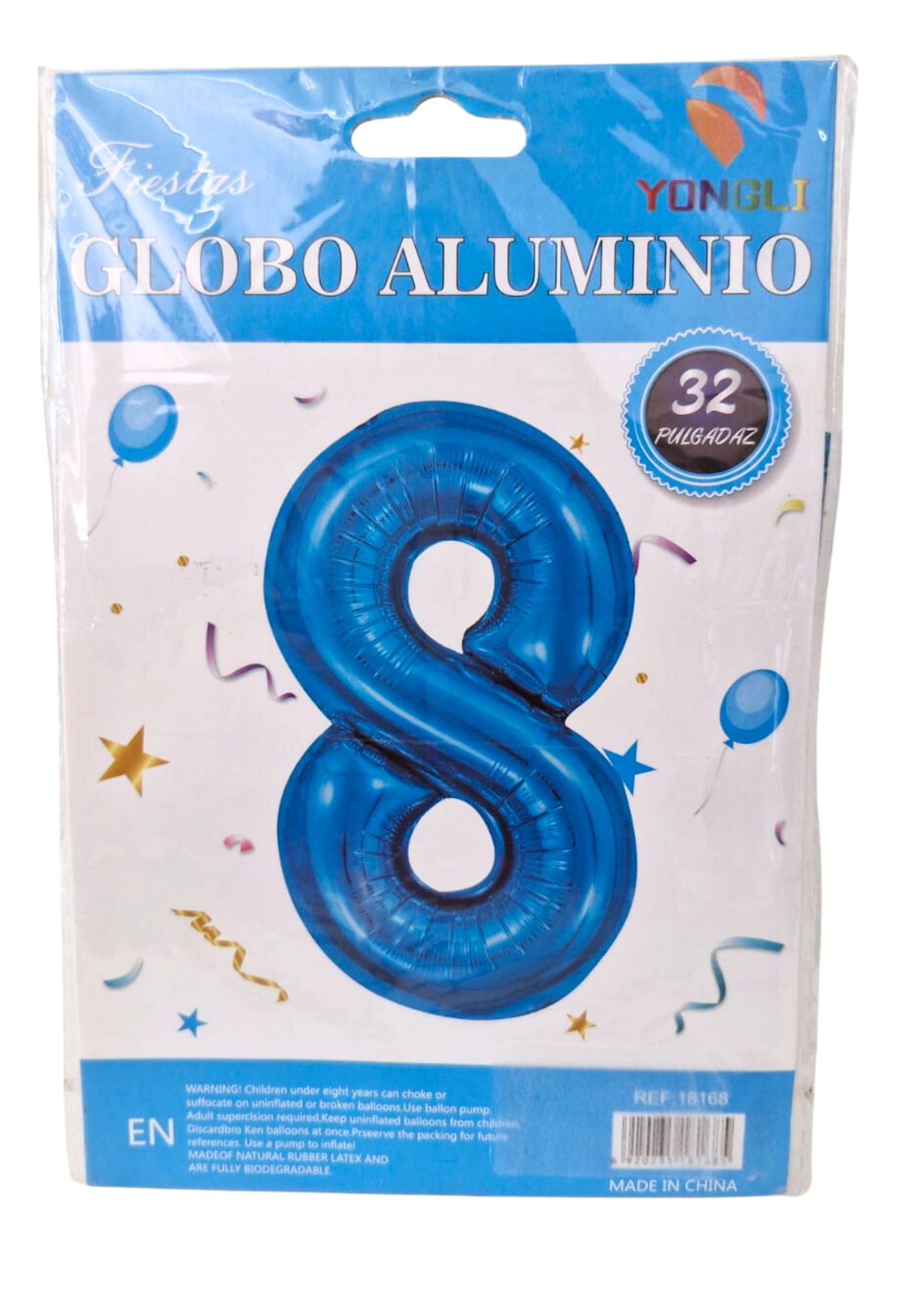 Globo Numero 8 Metalico Azul