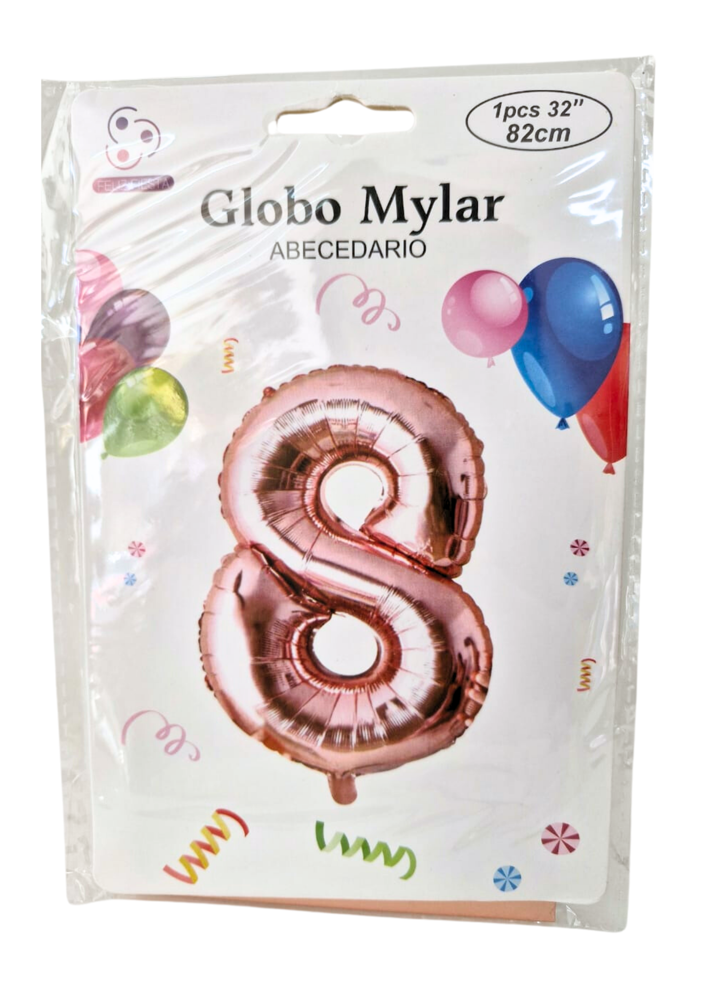 Globo Numero 8 Metalico Rosa