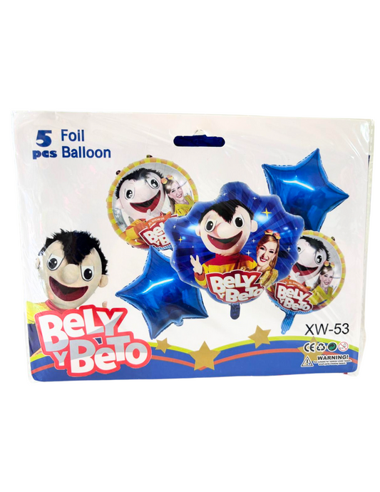 Set de Globos Metalicos 5pz Bely y Beto