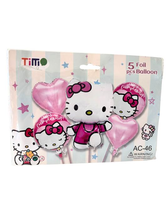 Set de Globos Metalicos 5pz Hello Kitty