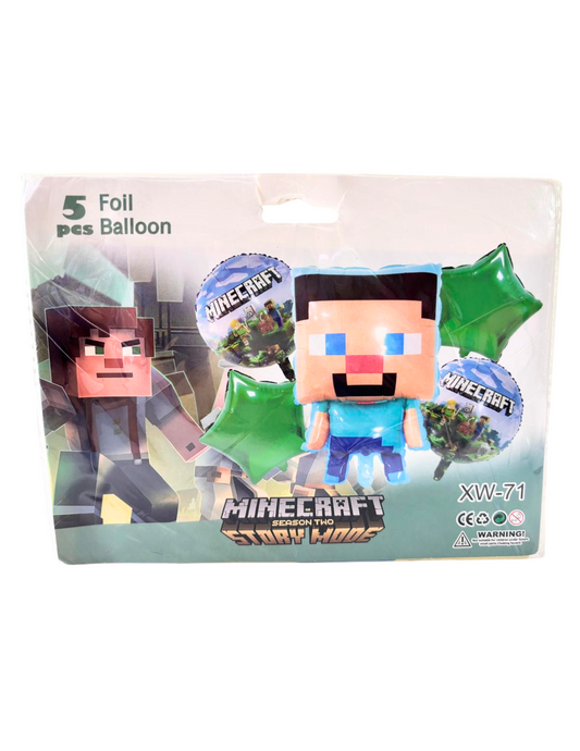 Set de Globos Metalicos 5pz Minecraft