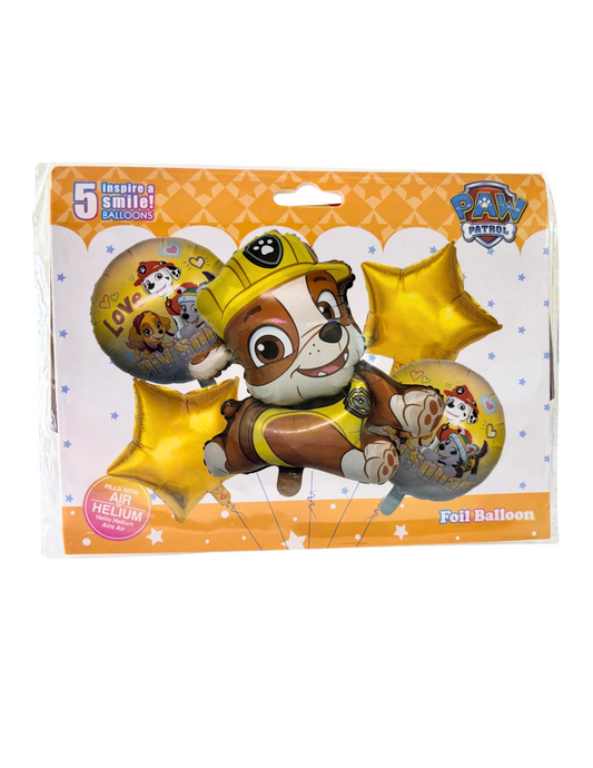 Set de Globos Metalicos 5pz Rubble Paw Patrol