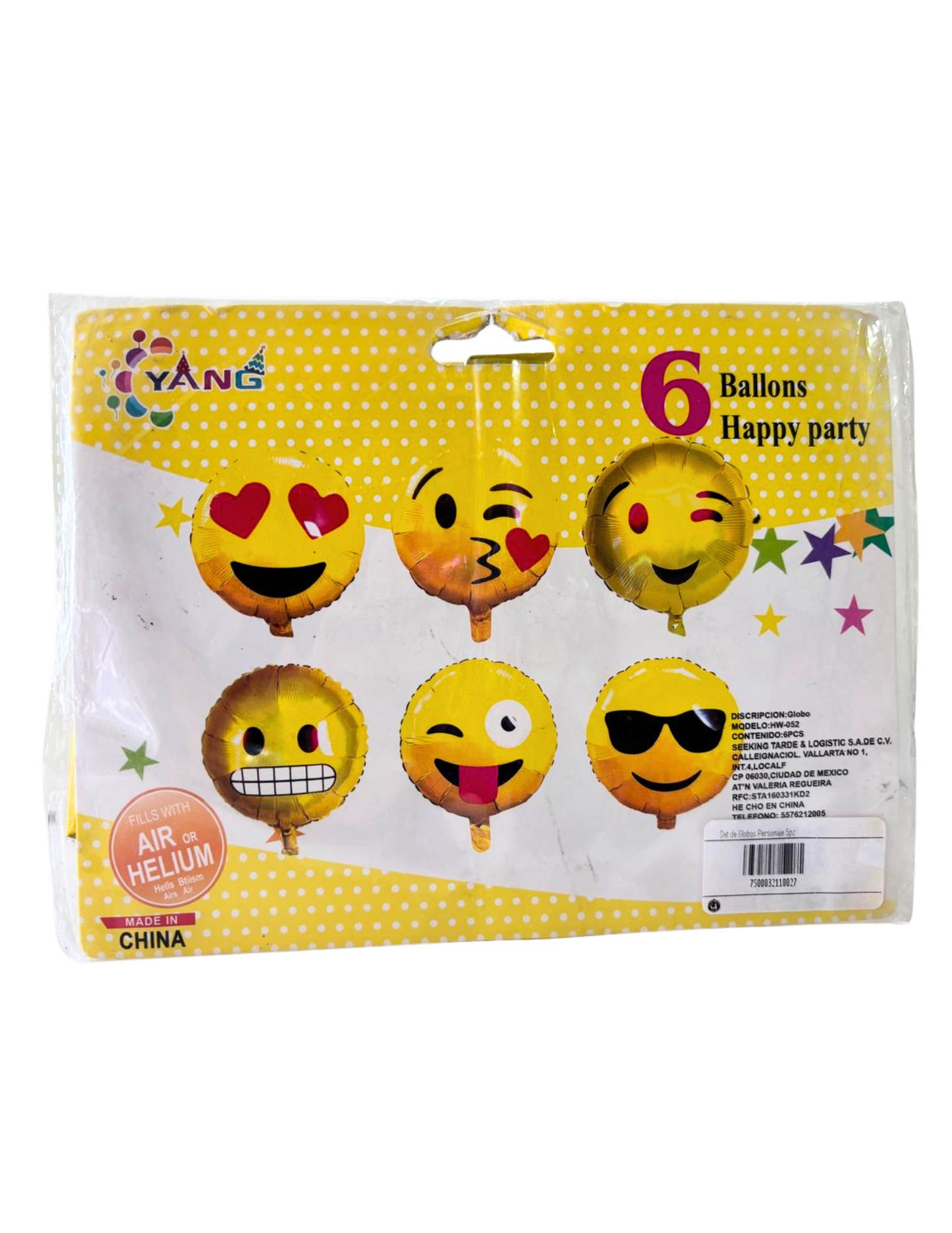 Set de Globos Metalicos 6pz Emojis